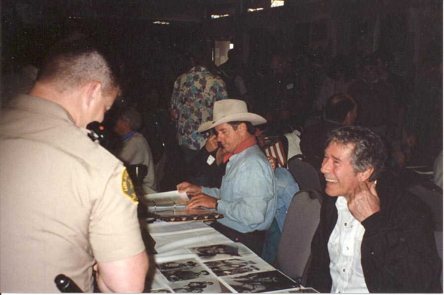 Peter Brown and Robert Fuller with Bill's empty chair