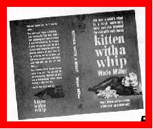 Ann-Margret playing with an ocelot or bobcat kitten on the front cover of the paperback novel Kitten with a Whip