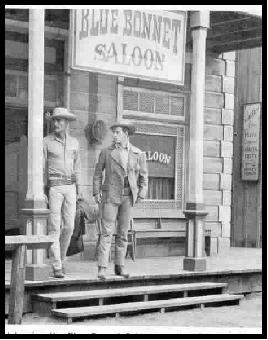 John Russell and Peter Brown outside the Blue Bonnet Saloon