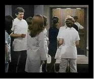 Female office staff drooling over Stan [Peter Brown] as he departs