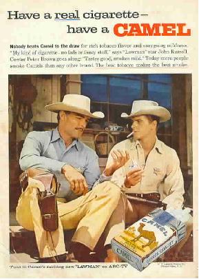 John Russell and Peter Brown in Lawman character in Camel ad