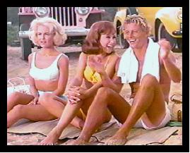 Shelley Fabares, Barbara Eden and Peter Brown on the beach
